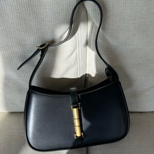 Charles & Keith Celia Metallic Accent Shoulder Bag - Black